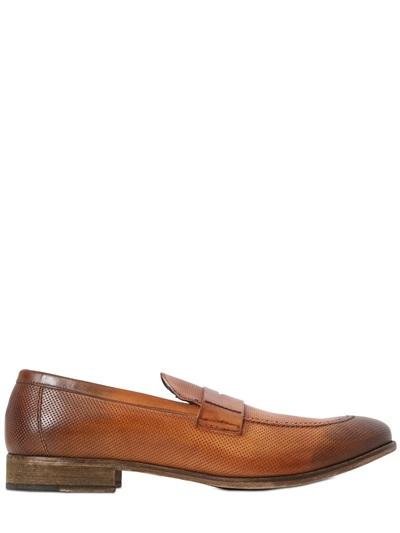 Gianni Russo Micro Laser-cut Leather Loafers