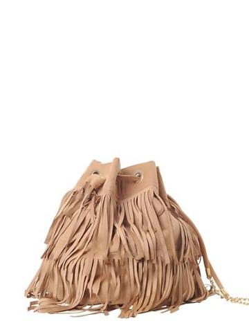 Miss Grant - Faux Suede Bag With Fringe