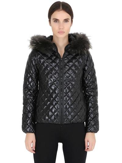 Duvetica Aida Quilted Nylon Down Jacket W/ Fur