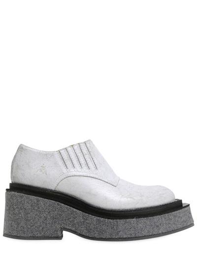 Mm6 Di Maison Margiela Waxed Leather & Wool Felt Wedges