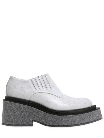 Mm6 Di Maison Margiela Waxed Leather & Wool Felt Wedges