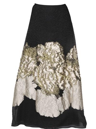 Marina Rinaldi Textured Skirt With Jacquard Patches