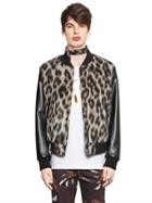 Msgm Wool Blend & Faux Leather Bomber Jacket
