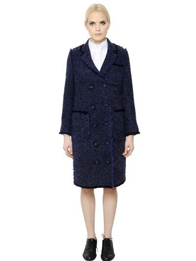 Thom Browne Fringed Boucle Wool Crepe Coat
