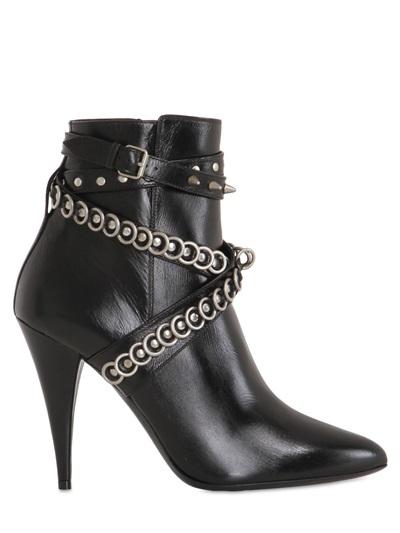 Saint Laurent 105mm Fetish Rings Spikes Leather Boots