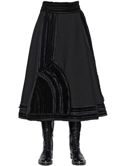 Lanvin Stretch Washed Crepe Midi Skirt