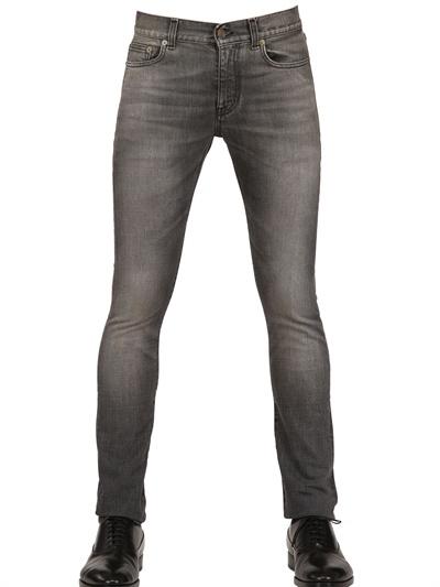 Saint Laurent 16cm Skinny Light Bleached Black Jeans