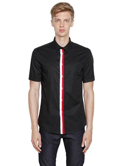 Dirk Bikkembergs Stretch Cotton Poplin Short Sleeve Shirt