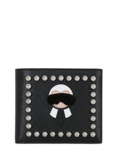 Fendi Karl Lagerfeld Studded Leather Wallet