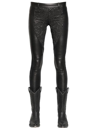 Faith Connexion Stretch Leather & Lurex Brocade Pants