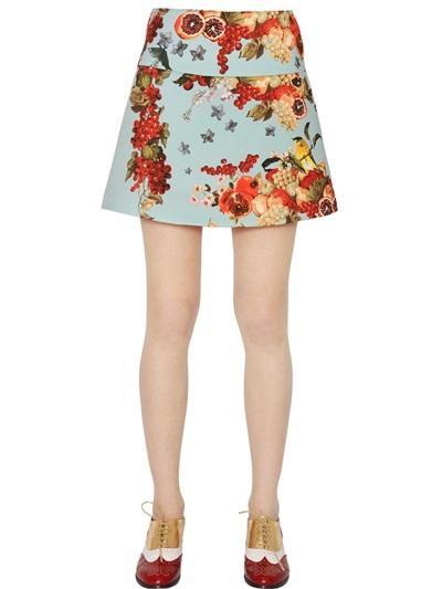Blugirl Floral & Fruit Printed Duchesse Skirt