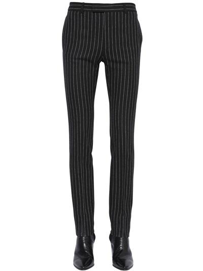 Saint Laurent 17cm Striped Wool Flannel Pants