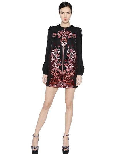 Giamba Floral Jacquard & Chiffon Dress