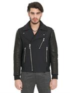 Var City Ea10%pue & Leather Moto Jacket