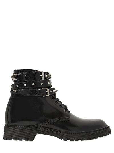 Saint Laurent 20mm Army Spikes Brushed Leather Boots