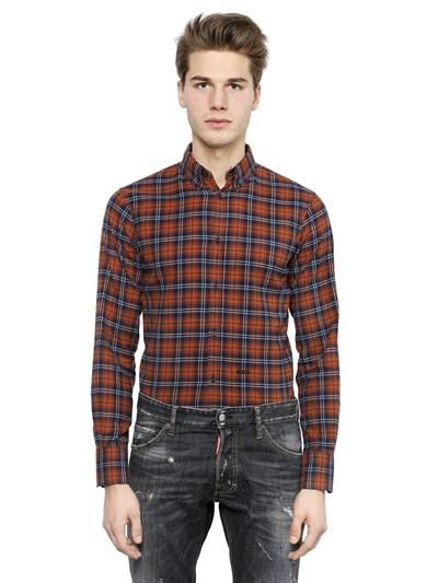Dsquared2 Plaid Cotton Flannel Button Down Shirt