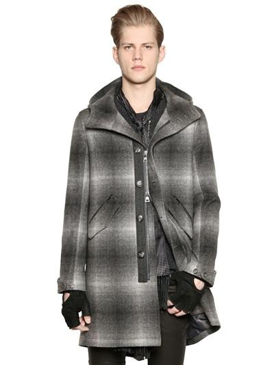 John Varvatos Checked Wool Coat