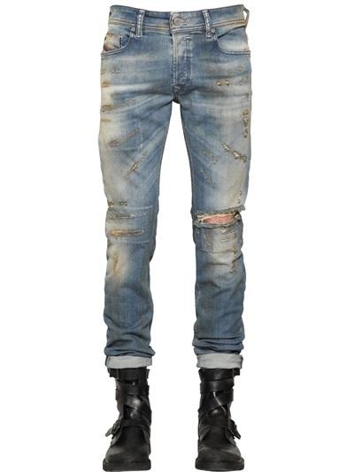 Diesel 17cm Tepphar Destroyed Denim Jeans