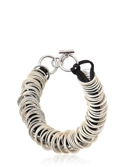Ann Demeulemeester Silver Colored Rings Silk Satin Bracelet