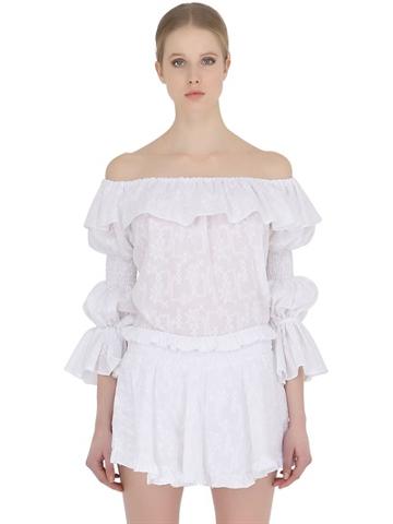 Cc By Camilla Cappelli Embroidered Cotton Mousseline Top