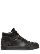 John Richmond Studded Leather High Top Sneakers