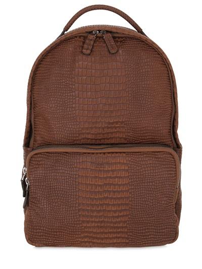Giorgio Armani Crocodile Embossed Nubuck Backpack