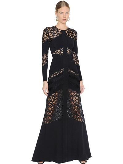 Elie Saab Cady & Lace Maxi Dress