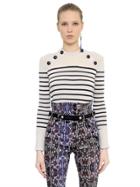 Isabel Marant Cropped Striped Wool Rib Knit Sweater