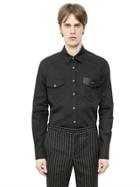 Givenchy Denim Shirt With Leather Logo Pocket