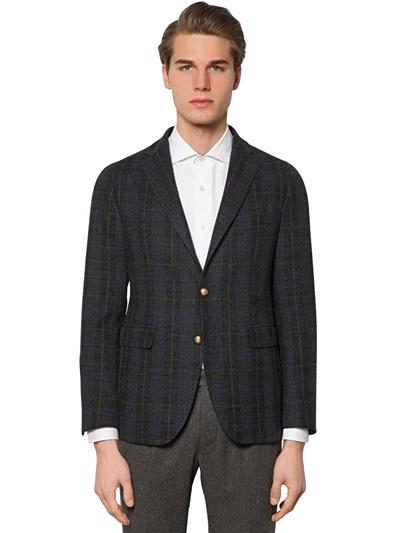 Tagliatore Plaid Boucle Effect Wool Jacket
