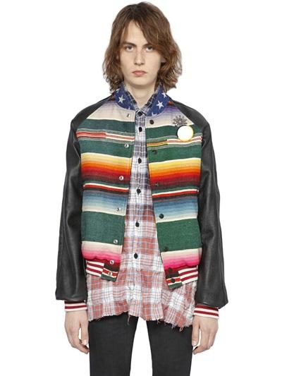 Saint Laurent T-rex Tapestry & Leather Teddy Jacket