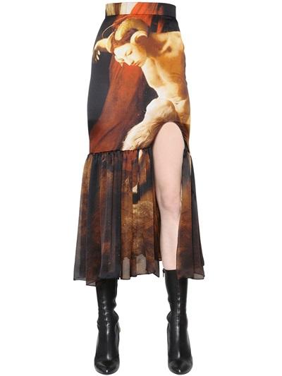 Givenchy Ruffled Printed Charmeuse Skirt