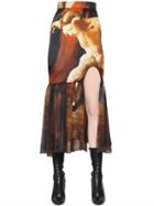 Givenchy Ruffled Printed Charmeuse Skirt