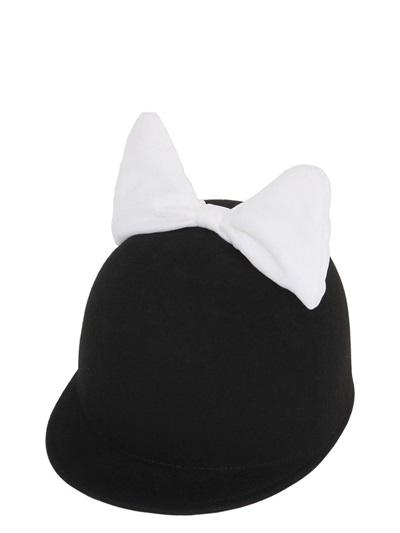 Federica Moretti Minu' Wool Felt Hat With Velvet Bow