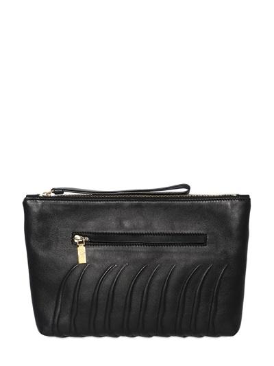 Alexander Mcqueen Embossed Rib Cage Leather Pouch