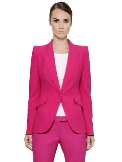 Alexander Mcqueen One Button Viscose Blend Crepe Jacket