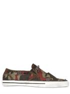 Black Dioniso Net & Camo Print Canvas Slip On Sneakers