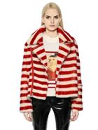 Each X Other Striped Oversize Shearling Biker Jacket