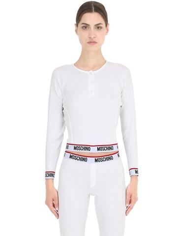 Moschino Underwear Cropped Ribbed Cotton T-shirt