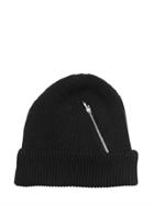 Golden Goose Deluxe Brand Zip Pocket On Wool Knit Beanie Hat
