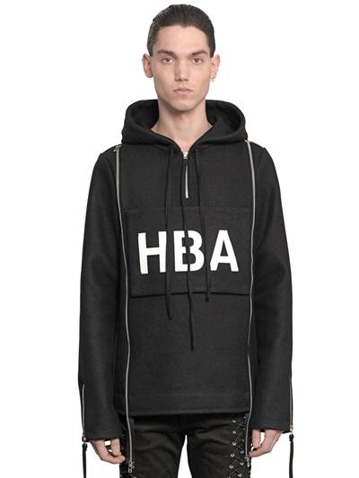 Hba Hood By Air Velcro Patched Wool Blend Sweatshirt