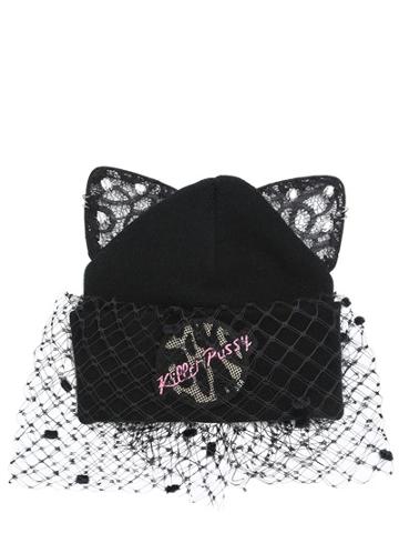 Silver Spoon Attire Killer Pussy Lace Ears & Veil Beanie Hat