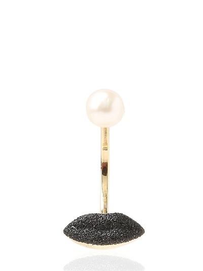 Delfina Delettrez Glittered Lips & Pearl Mono Earring