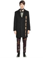 Msgm Rocket Print Brushed Wool Blend Coat