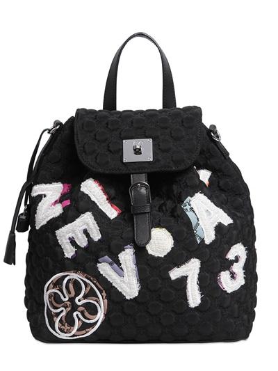 V73 Embroidered Quilted Nylon Backpack