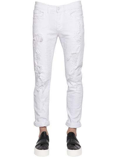 Dirk Bikkembergs 18cm Slim Destroyed Stretch Denim Jeans