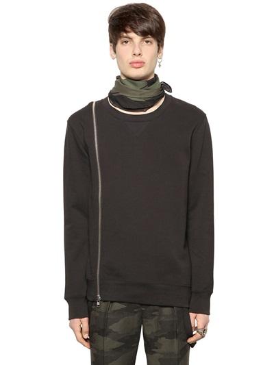 Blk Dnm Asymmetrical Cotton Sweatshirt