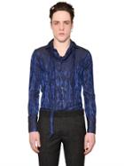 Roberto Cavalli Feathers Silk & Cotton Jacquard Shirt