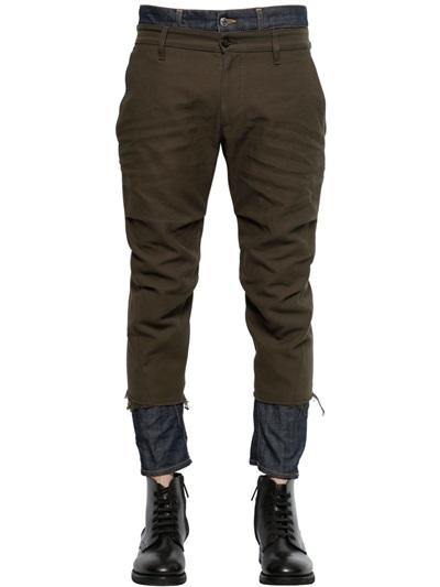 Dsquared2 Layered Cotton Canvas & Denim Pants