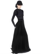 Lanvin Embroidered Jersey & Velvet Dress